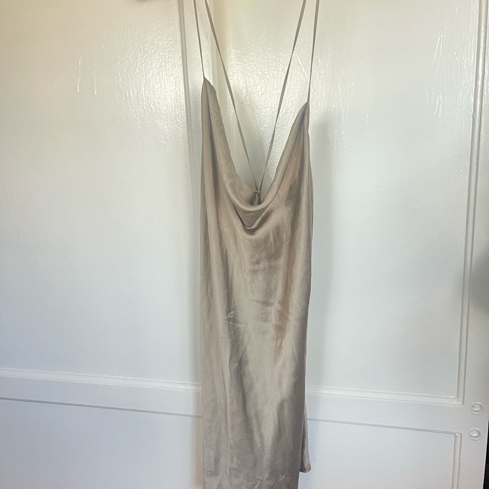 Elegant Silver Slip Dress